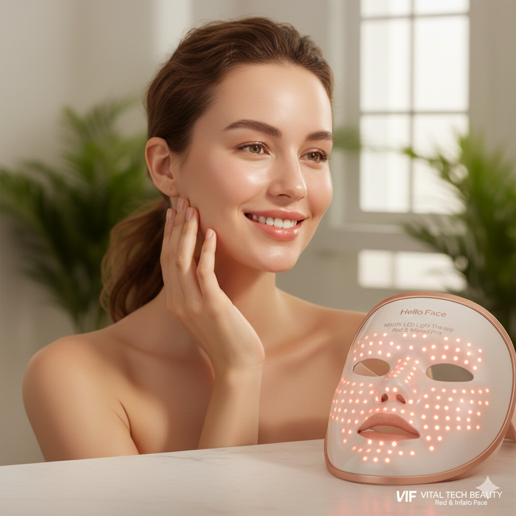 Hello Face M500S LED Facial Mask, Infrared Red Light Therapy, Pro Wireless Portable